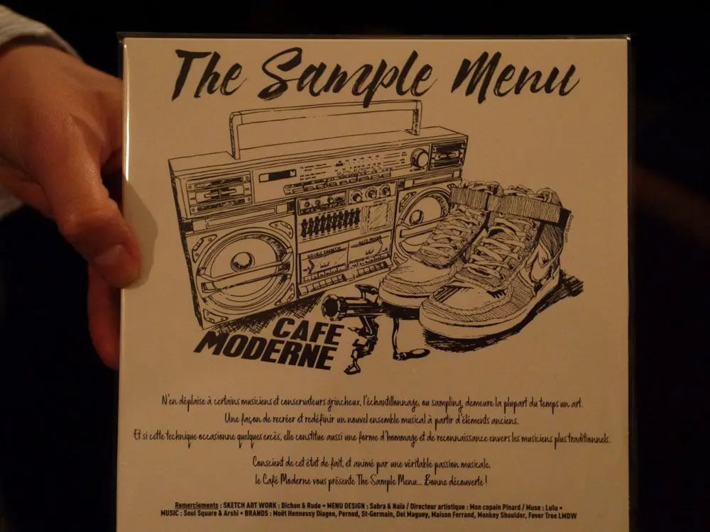 The sample Menu café Moderne
