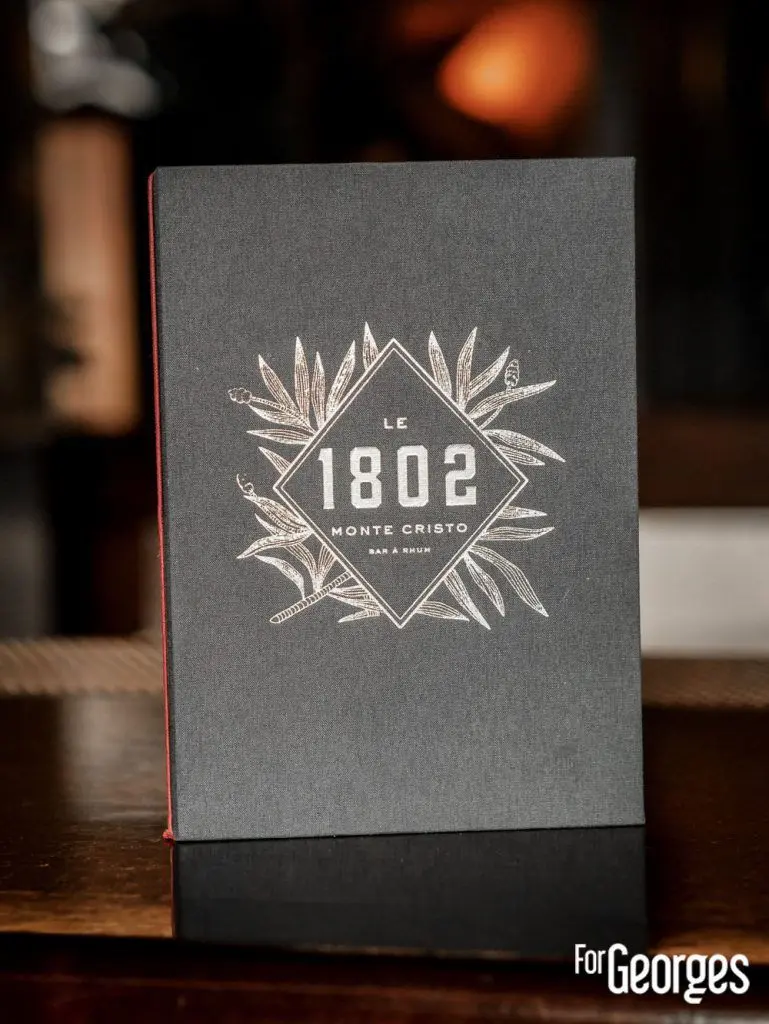 Carte du bar 1802 PAris