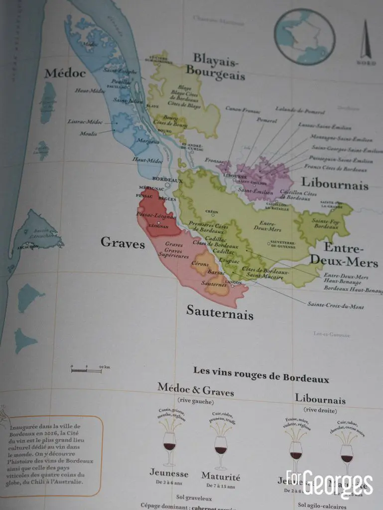 Carte des vins rouges de Bordeaux