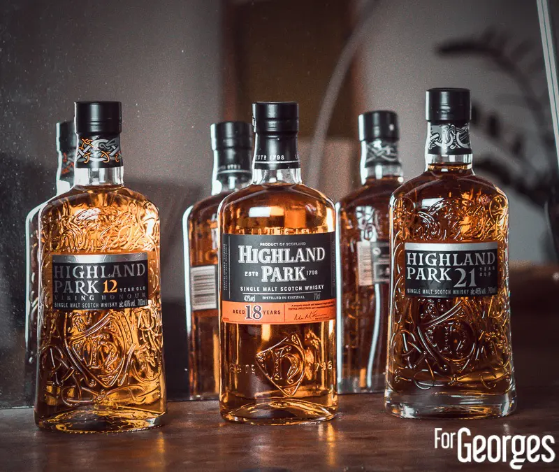 Bouteilles Highland Park 12 ans , 18 ans et 21 ans