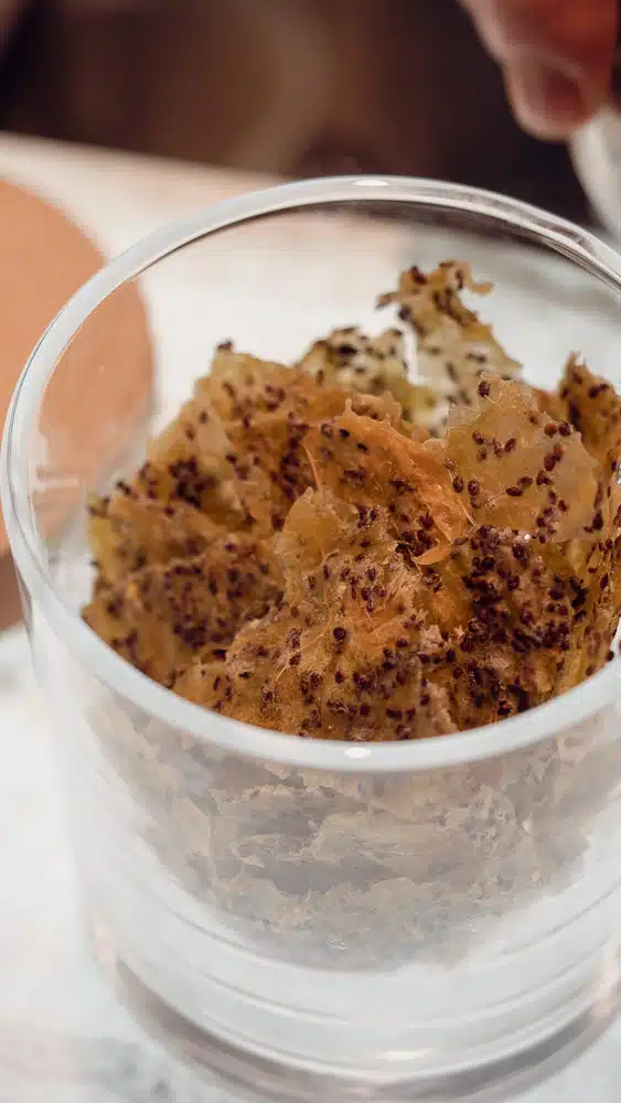 Chips de kiwi déshydratée pour garnish de cocktail